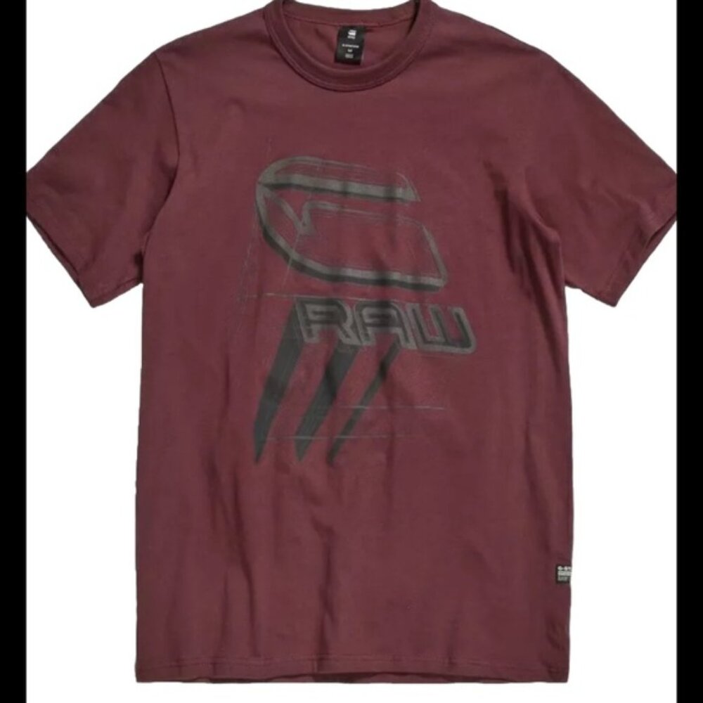 G-Star Raw Perspective Logo Port Red Short Sleeve Cotton Tee Men’s Medium NWT